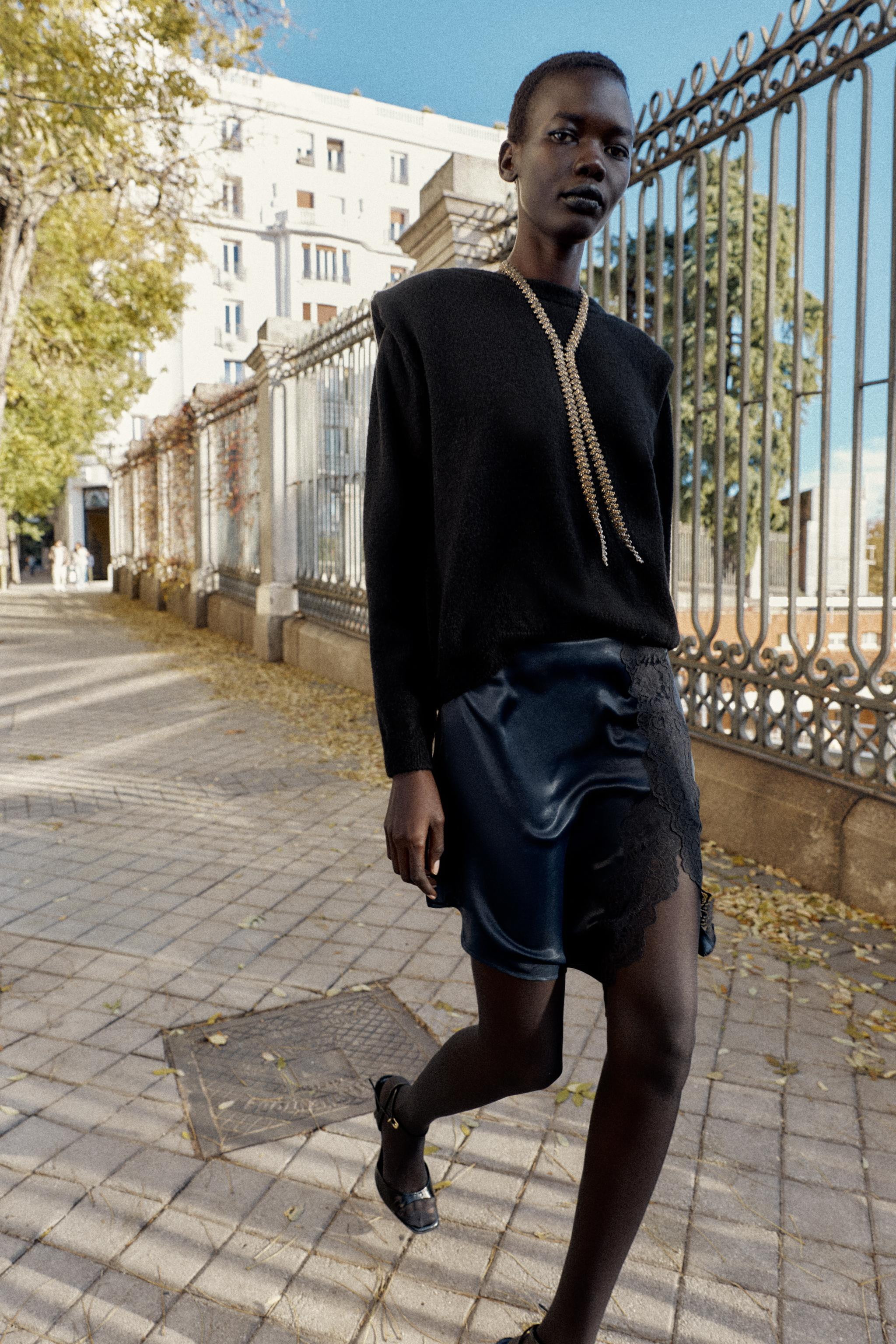 SATIN MINI SKIRT WITH LACE | Zara UK