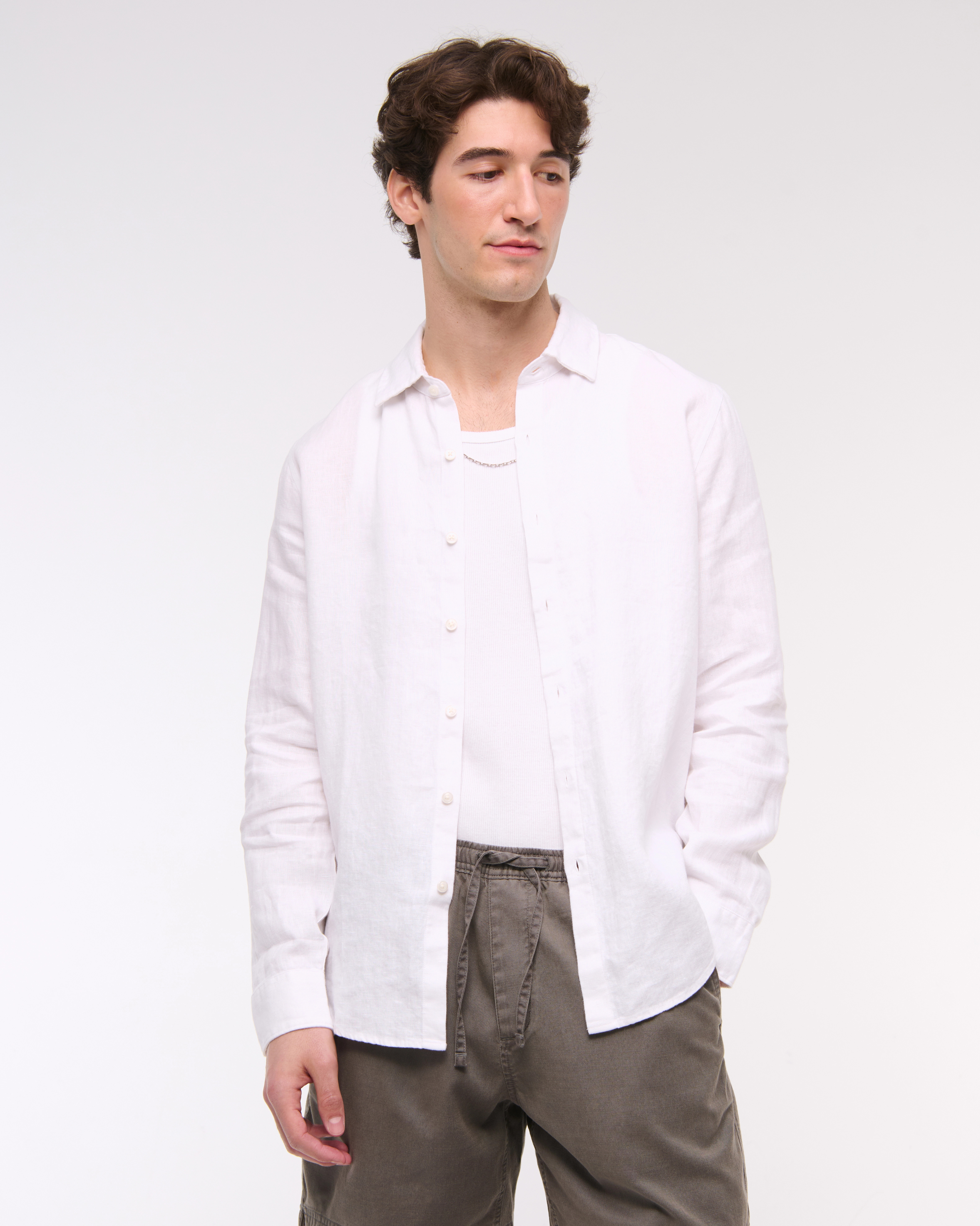The A&F Collins Linen-Blend Shirt | Abercrombie & Fitch (US)