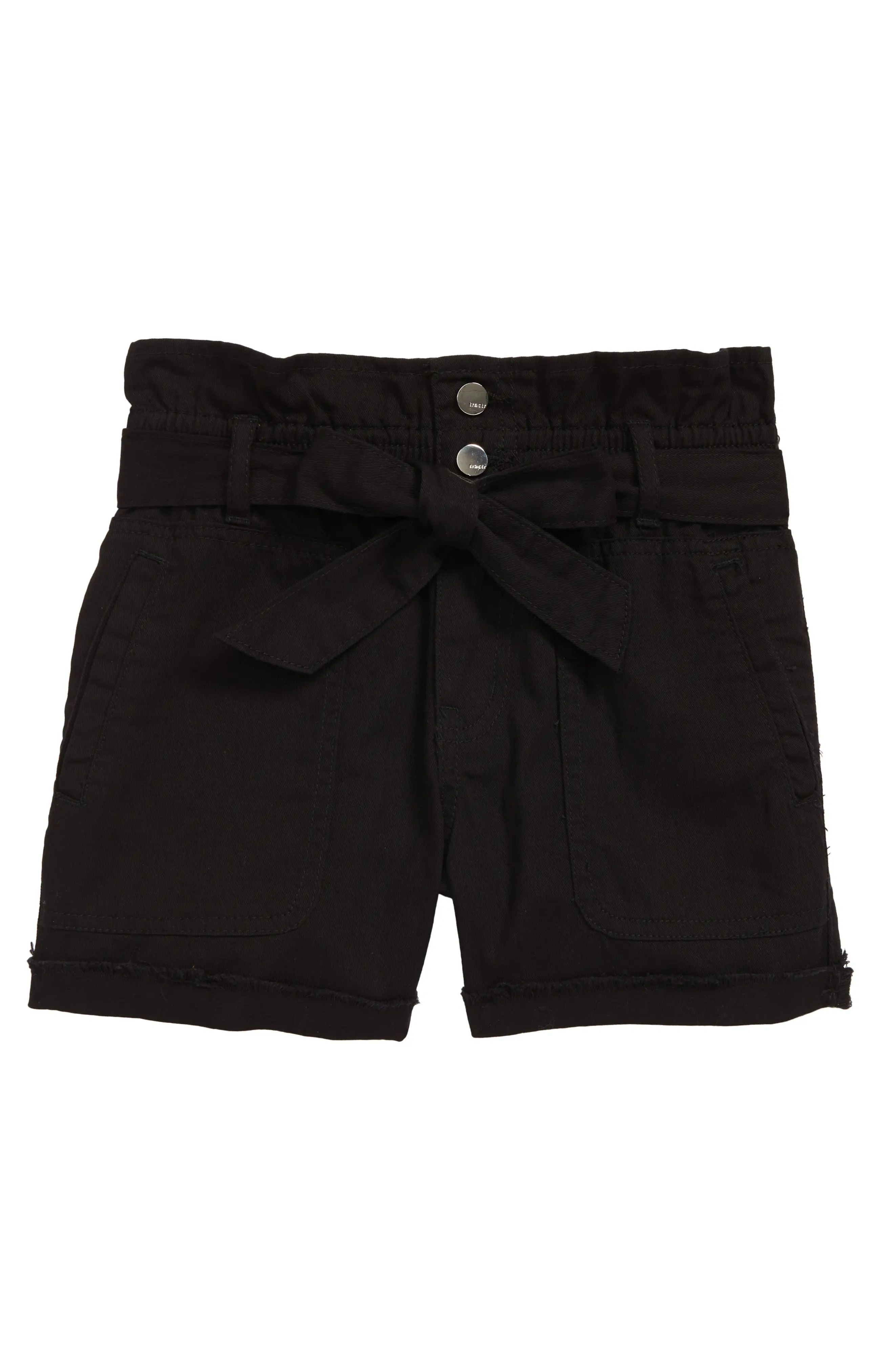 Tractr Kids' Paperbag Shorts in Black at Nordstrom, Size 7 Us | Nordstrom