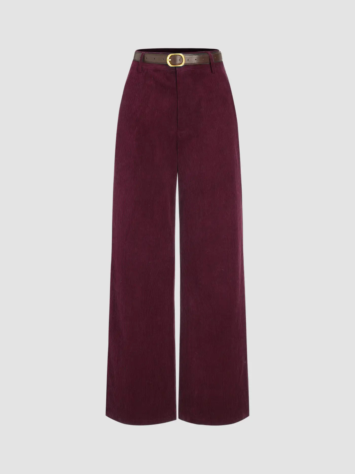 Corduroy Mid Rise Belted Straight Leg Pants ... | Cider
