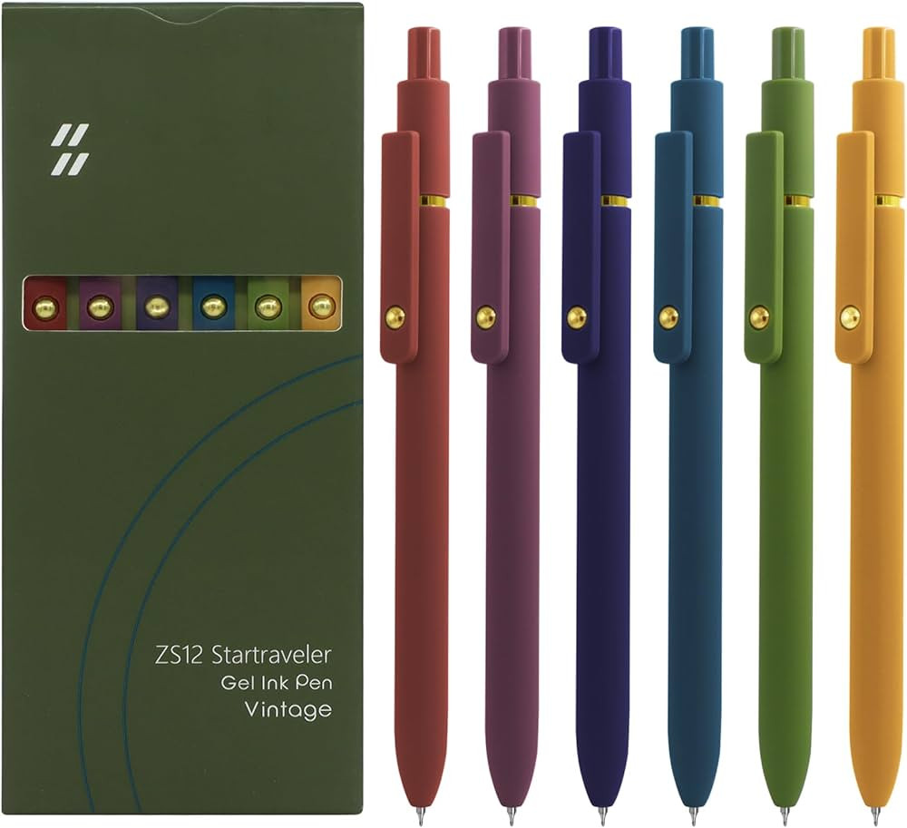 Gel Pens, 6 Pcs Black Ink Pens for Women, 0.5mm Fine Point Smooth Writing Pens, High-End Series R... | Amazon (US)