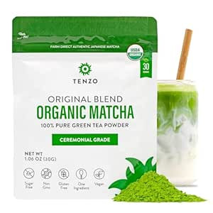 Tenzo Matcha Green Tea Powder - Matcha Powder USDA Organic Ceremonial Grade – Macha Powder Pale... | Amazon (US)