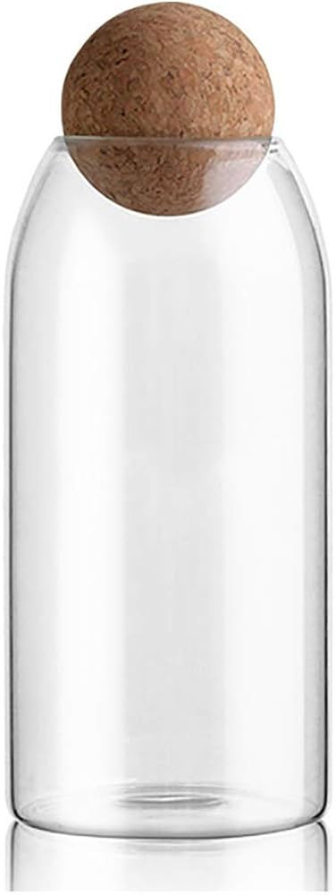 MOLFUJ 1200ML/40Oz Glass Storage Container with Ball Cork, Cute Decorative Organizer Bottle Canis... | Amazon (US)