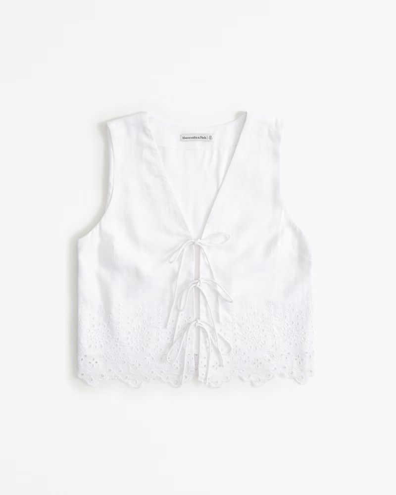Linen-Blend Tie-Front Vest Top | Abercrombie & Fitch (US)