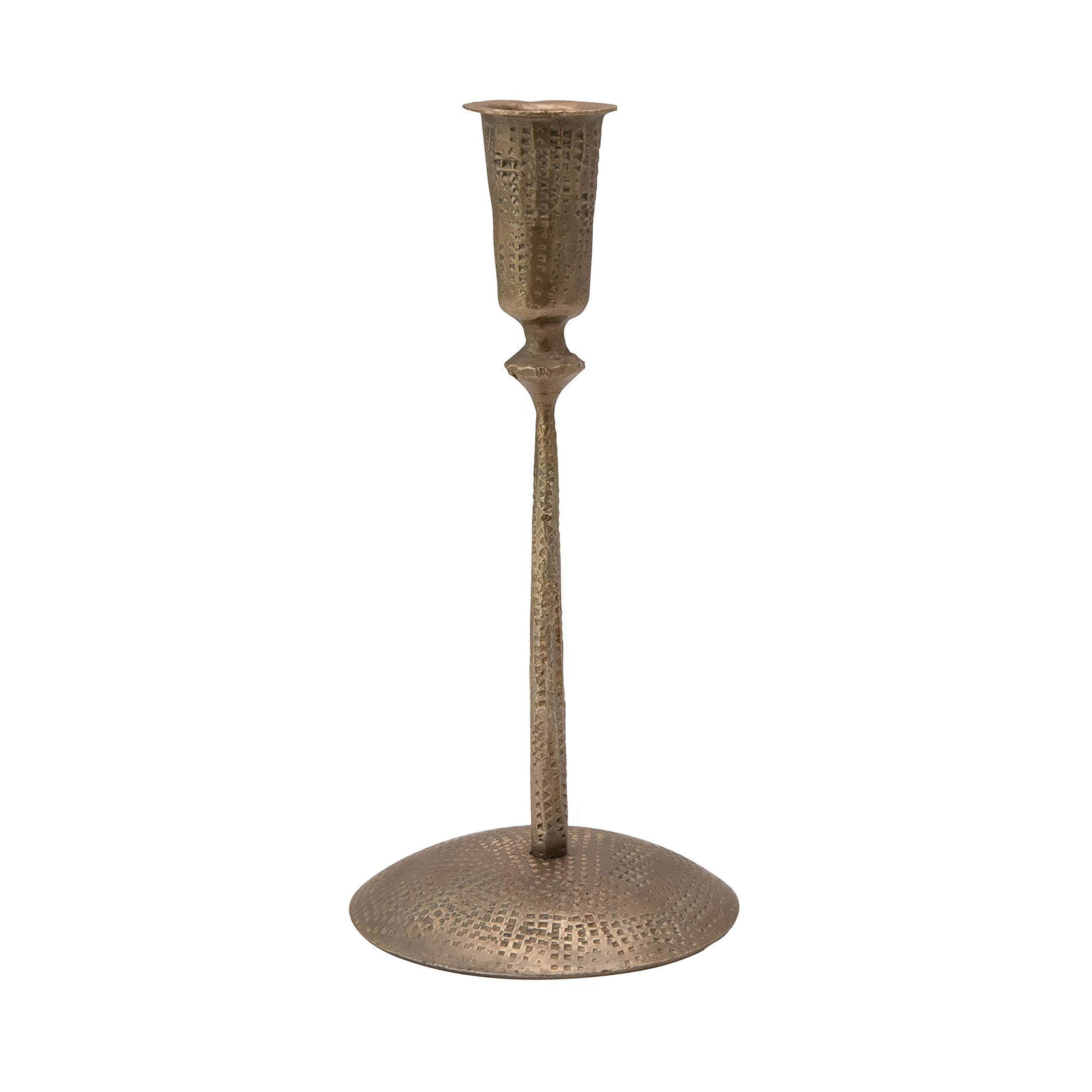 Creative Co-Op Hand-Forged Hammered Metal Taper, Antique Brass Finish Candle Holder | Amazon (US)