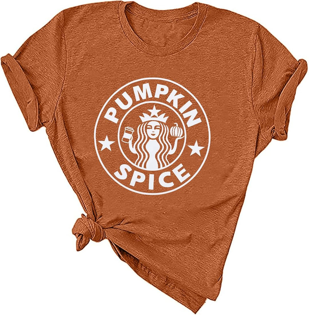 Pumpkin Spice T Shirt Women Fall Pumpkin Shirts Thanksgiving Teacher Shirt Halloween Short Sleeve Gr | Amazon (US)