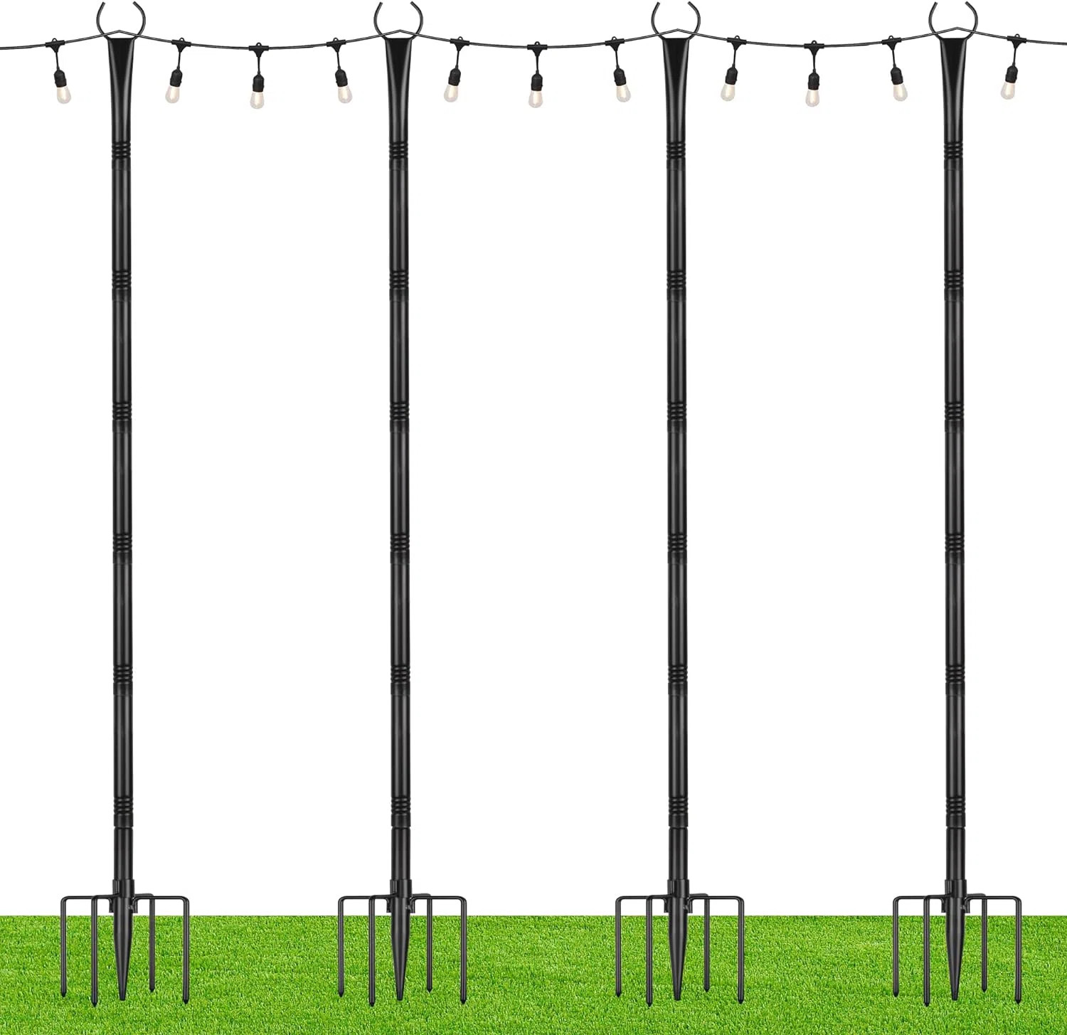 String Light Poles with Hooks, 8.5FT Outdoor String Light Poles with 5-Prong Forks, 4 Pack SL-004... | Wayfair North America