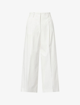 High-Rise Straight-Leg Cotton-Blend Trousers | Selfridges