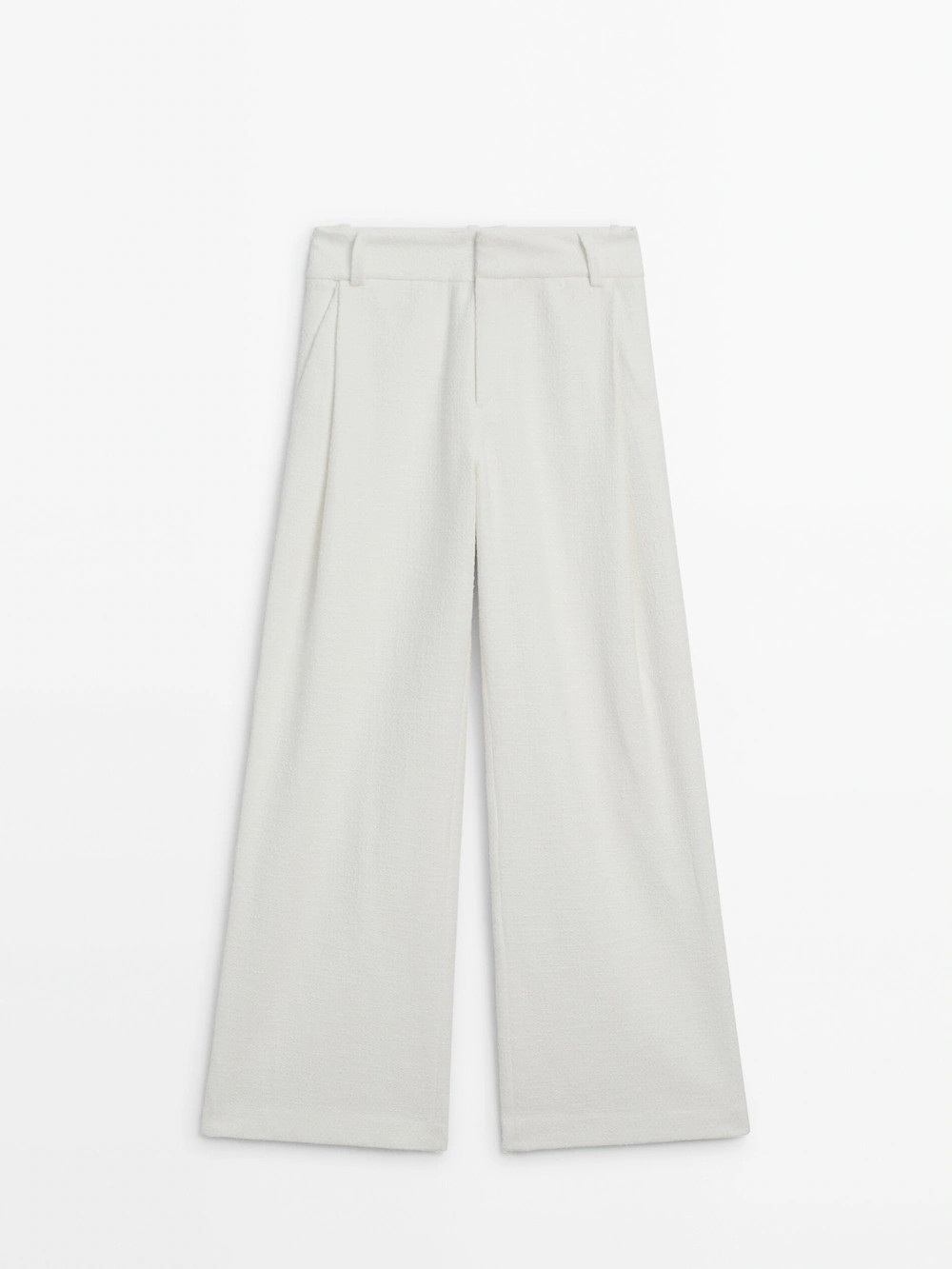 Wide-leg textured suit trousers with darts - Studio | Massimo Dutti UK