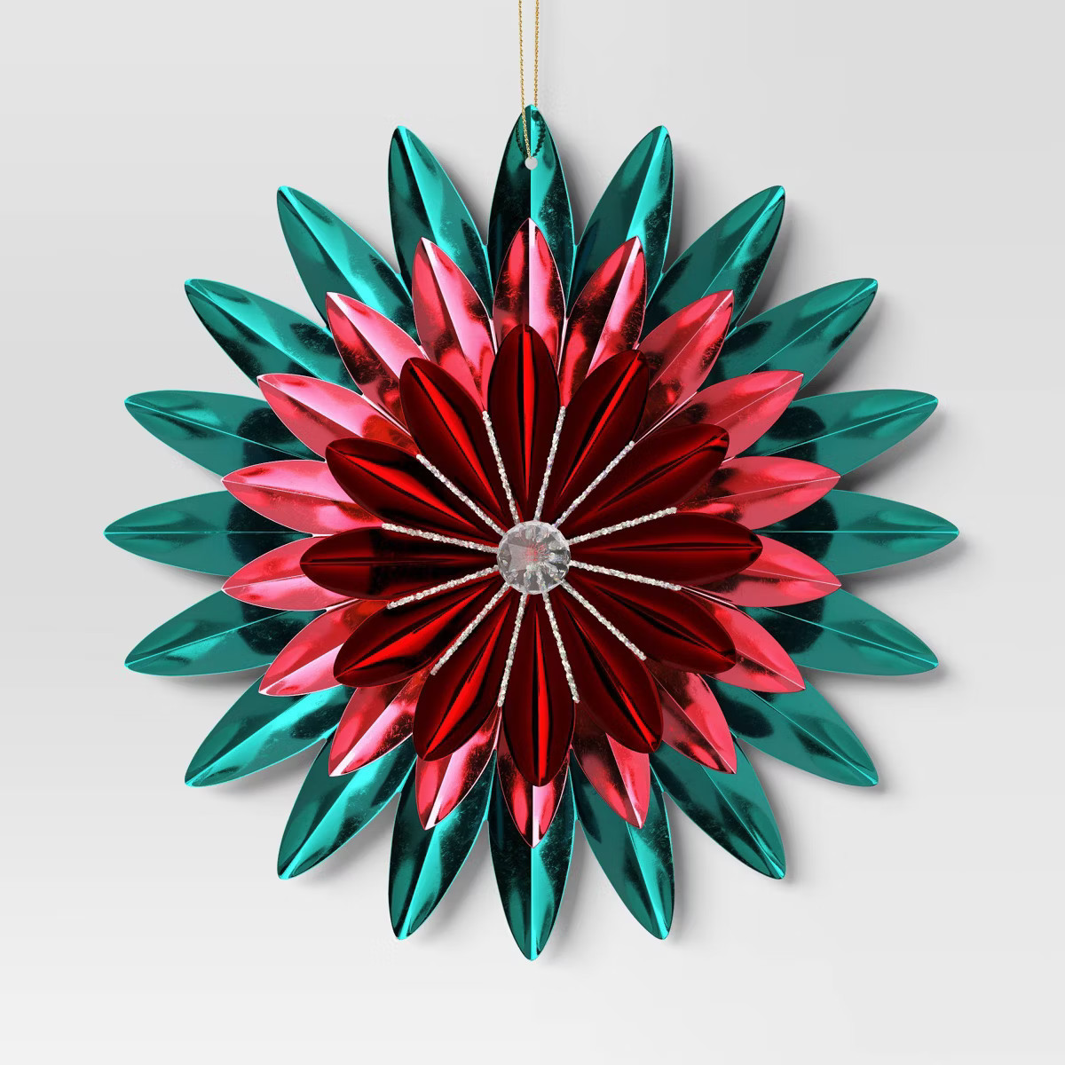 Christmas Foil Flower Ornament Green Ornament - Wondershop™ | Target