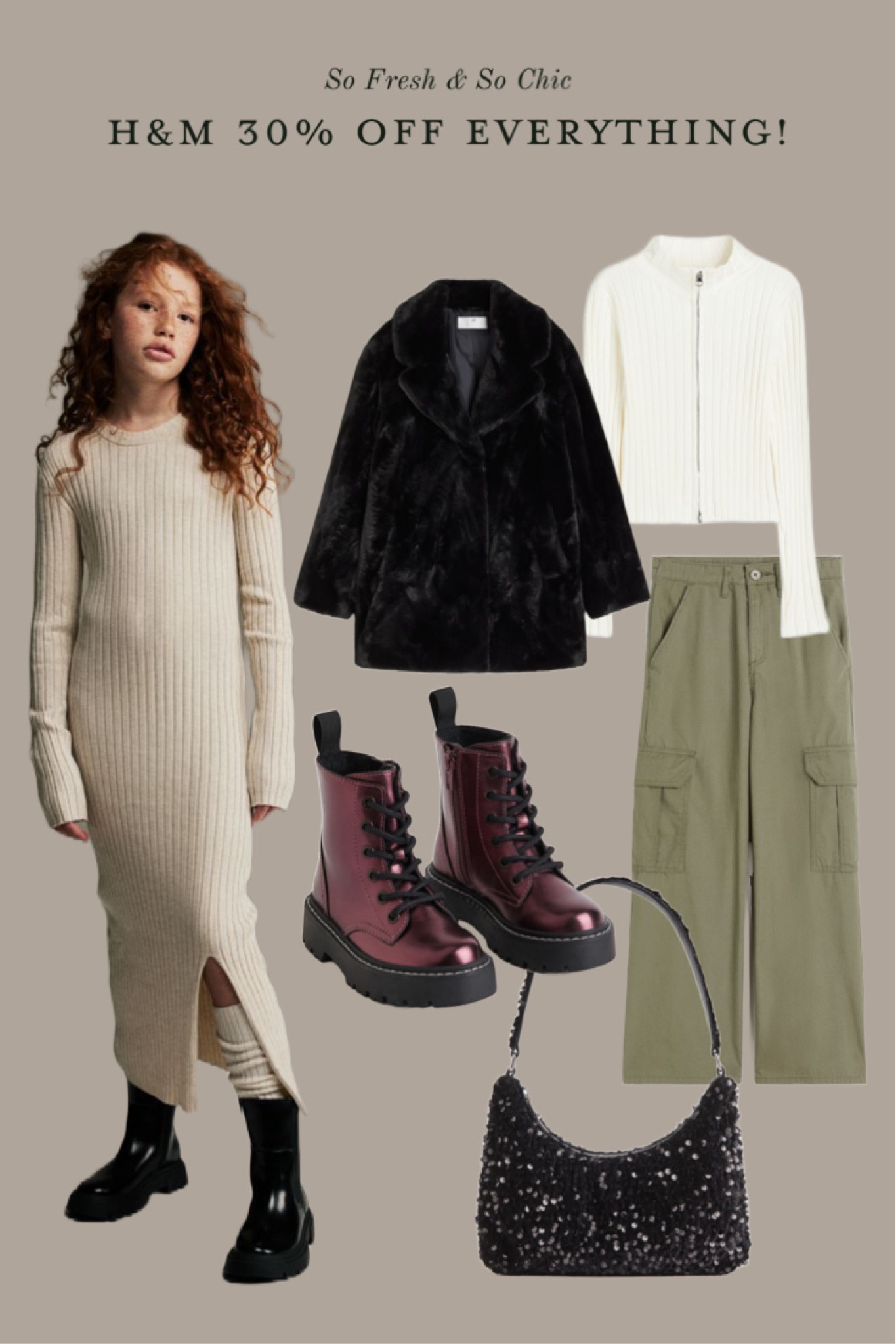 H&M sitewide sale 30% off!
-
Tween girl outfit - fall outfit - winter outfit - faux fur coat tween girls - tween girls back to school - white zipper sweater tween girls - girls cargo pants - metallic red Chelsea boots girls - black sequins purse girls - ribbed sweater maxi dress girls - girls outfit sale - Christmas gifts tween girls - affordable tween girl fashion 


#LTKkids #LTKCyberWeek #LTKsalealert