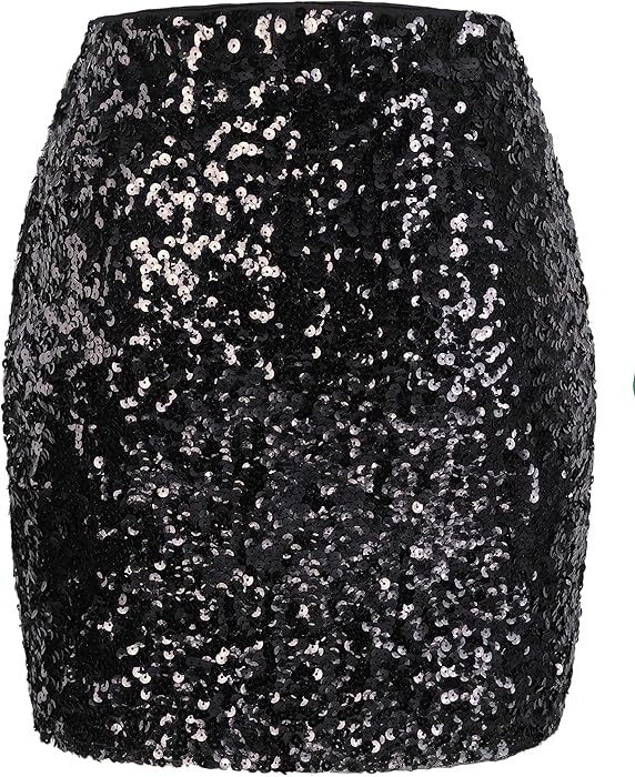 MANER Women's Sequin Skirt Sparkle Stretchy Bodycon Mini Skirts Night Out Party | Amazon (US)