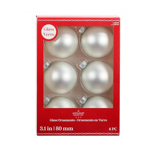 Ashland 6 Pack 3" Matte Pearl White Glass Ball Ornaments Christmas Ornaments | Amazon (US)