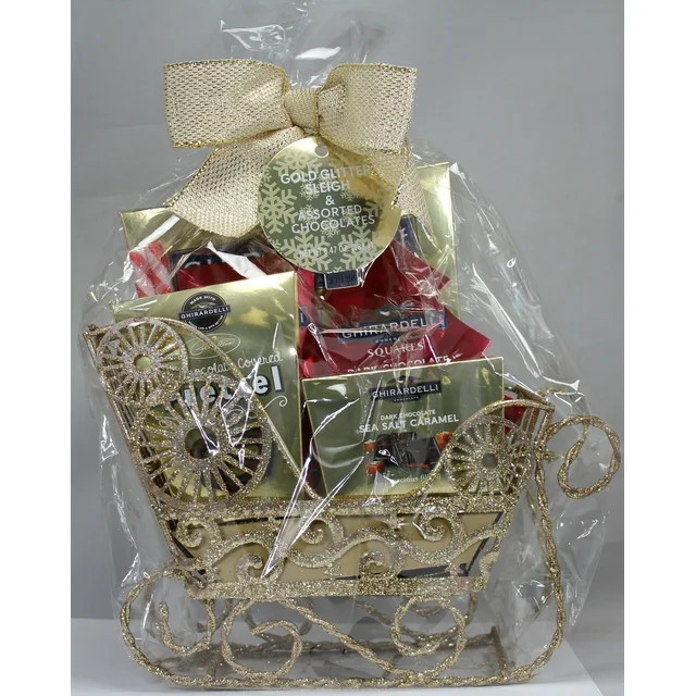 Ghirardelli Gold Glitter Sleigh Chocolate Gift Basket | Walmart (US)