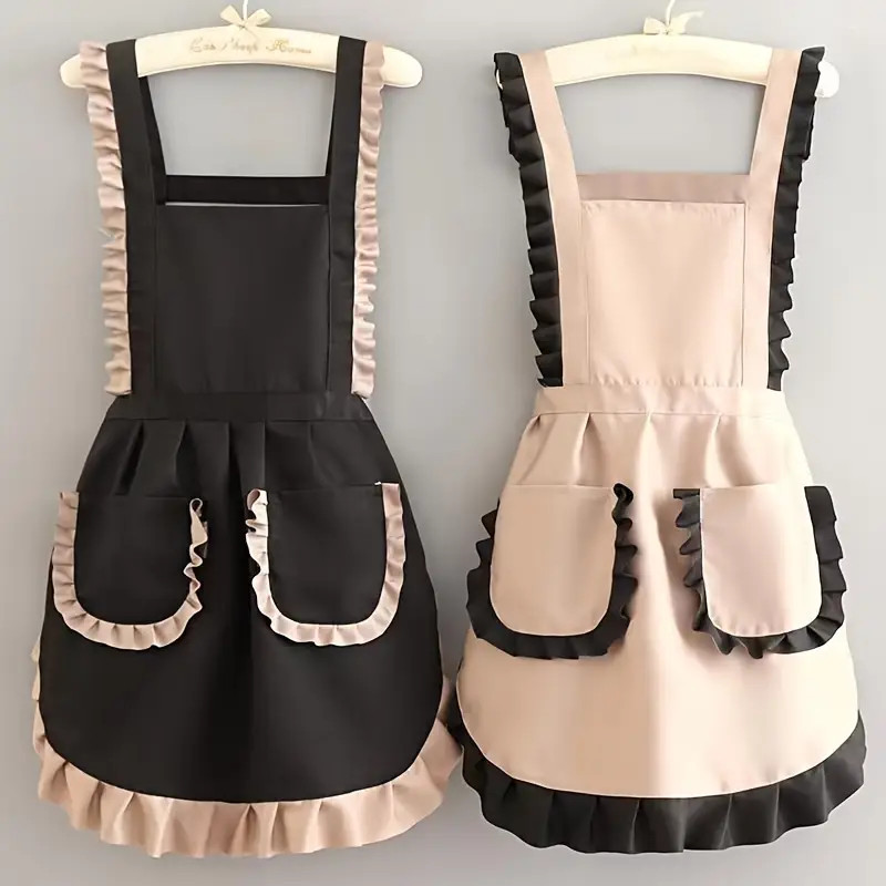 Stylish Ruffle-Trimmed Apron For Chefs & Florists - Durable Cotton Kitchen And Restaurant Workwea... | Temu Affiliate Program