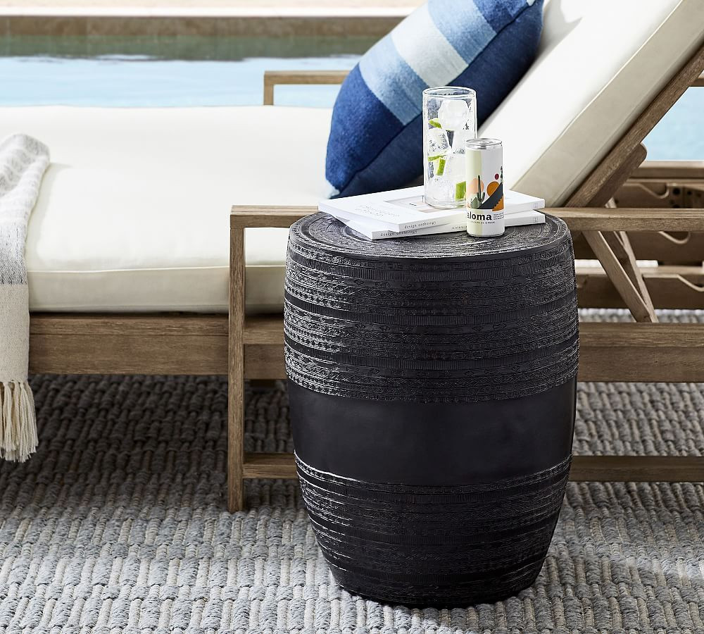 Lagos Metal Drum Round Accent Table | Pottery Barn (US)