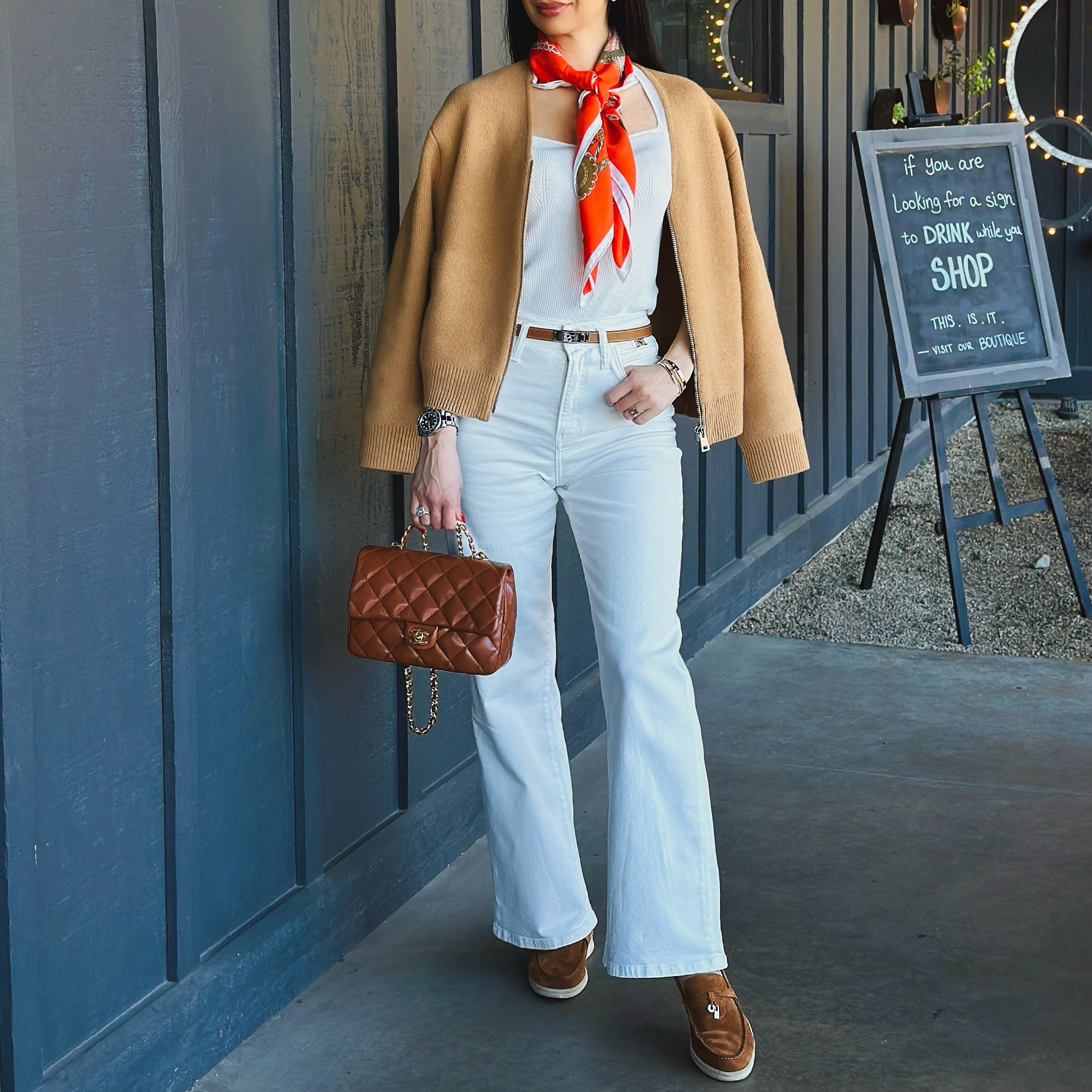 Spring is here! This white and camel outfit is so stylish. Click on links below to shop my look! 

Jeans and top are size 36 (S). 

#LTKstyletip #LTKSeasonal