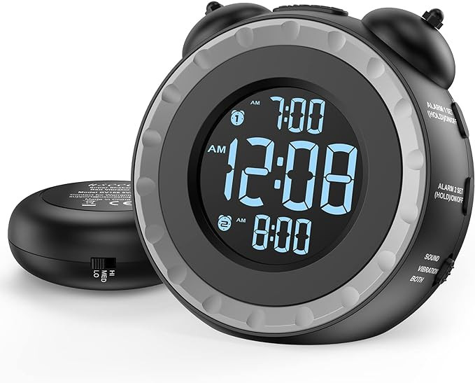 uscce Loud Dual Alarm Clock with Bed Shaker - 0-100% Dimmer, Vibrating Alarm Clock for Heavy Slee... | Amazon (US)