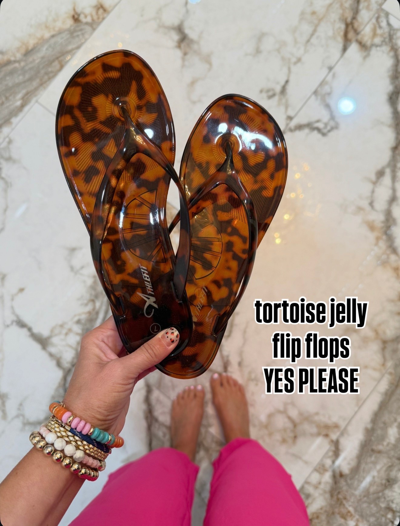 Love these tortoise jelly sandals