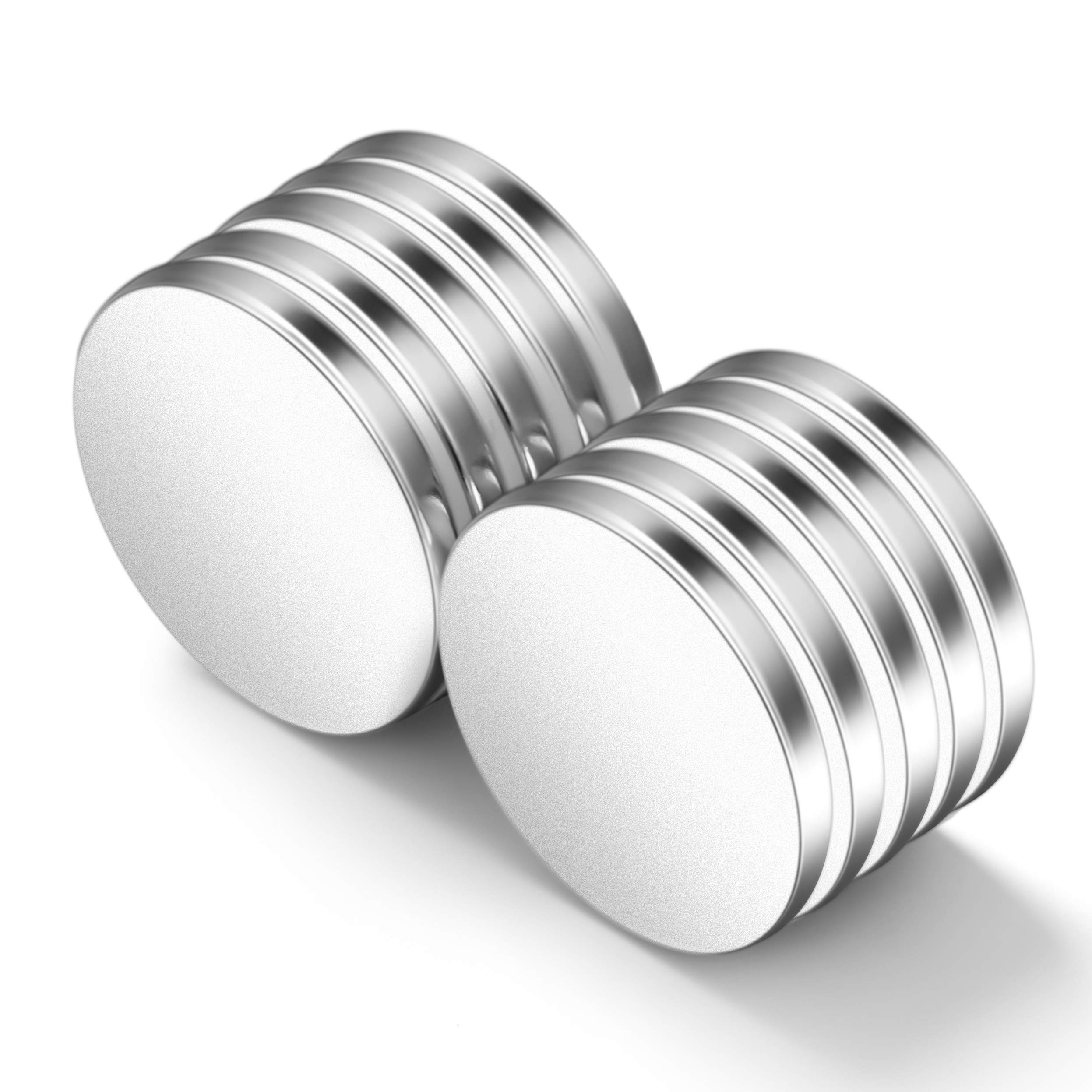Neosmuk Super Strong Neodymium Magnets, Heavy Duty, Industrial Grade, Round, Silver, 10 Pack, 1.2... | Amazon (US)