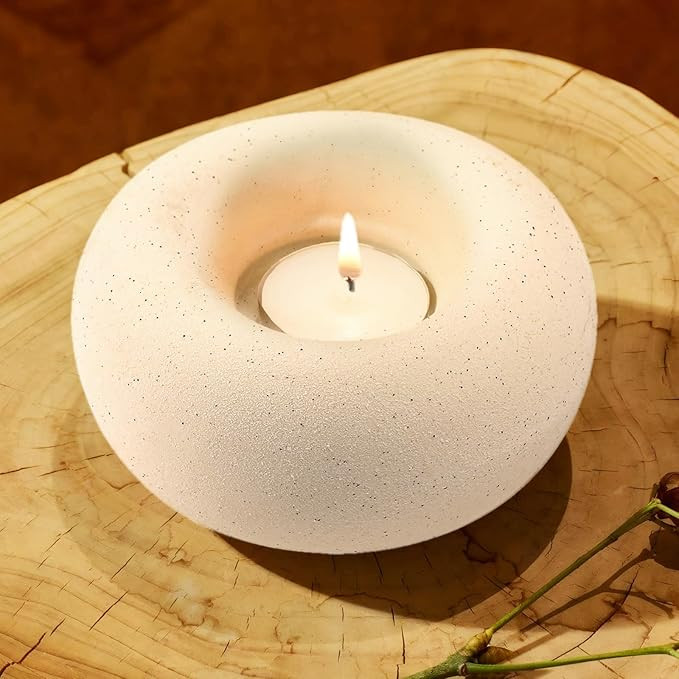 Tea Light Candle Holders, Tealight Candle Holder, Larger Ceramic Boho Votive Candleholders in Bei... | Amazon (US)