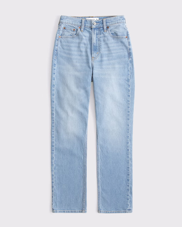 Women's Ultra High Rise Ankle Straight Jean | Women's Bottoms | Abercrombie.com | Abercrombie & Fitch (US)
