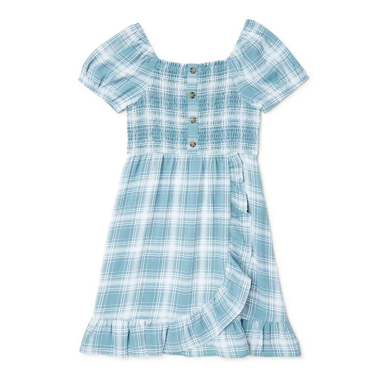 Wonder Nation Girls Puff Sleeve Dress, Sizes 4-18 & Plus | Walmart (US)