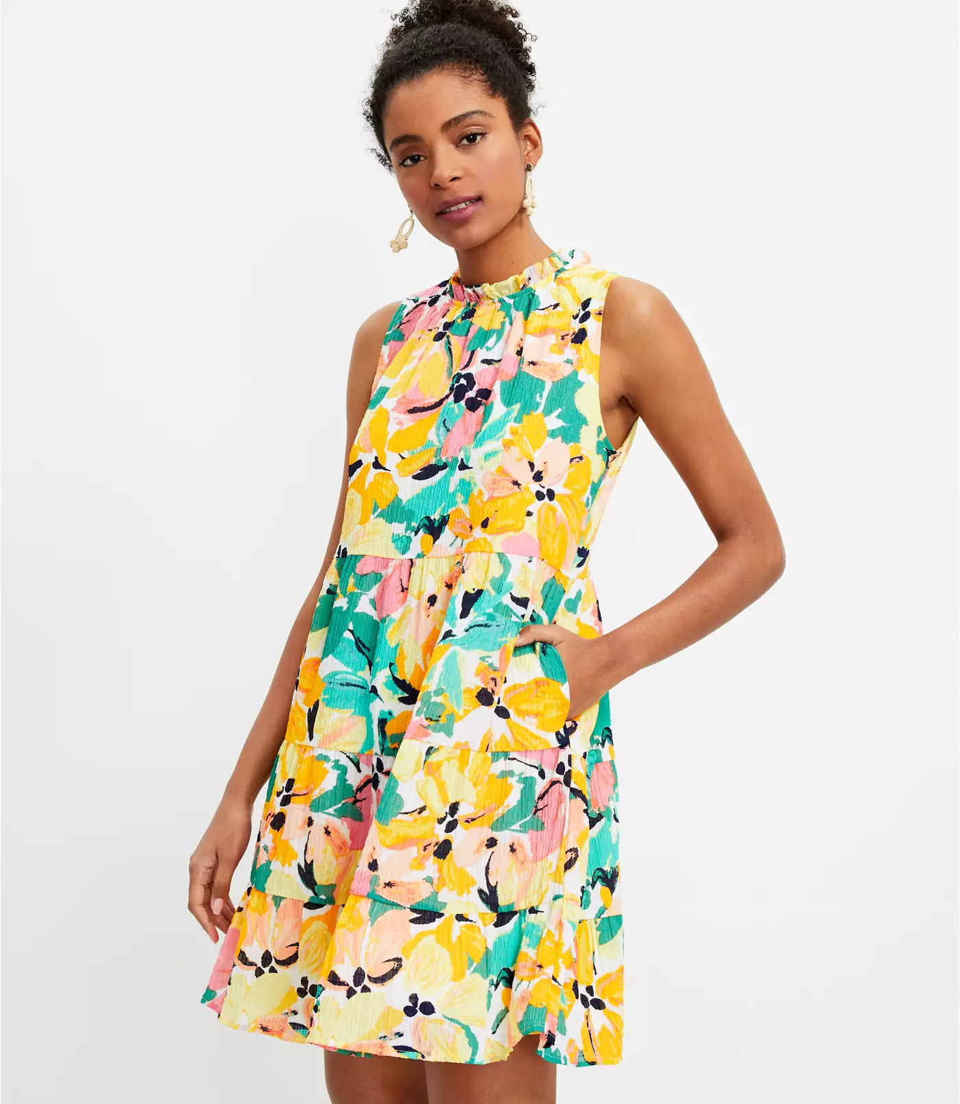 Floral Ruffle Tiered Swing Dress | LOFT | LOFT
