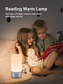 EASEMO LED Touch Table Lamp, Bedside Lamp for Bedroom, Dimmable Nightstand Light with RGB Color C... | Amazon (US)