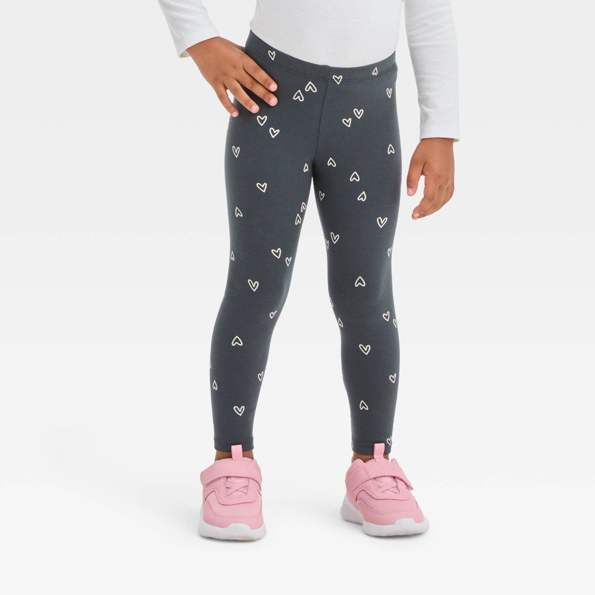 Toddler Girls' Hearts Leggings - Cat & Jack™ Charcoal Gray | Target