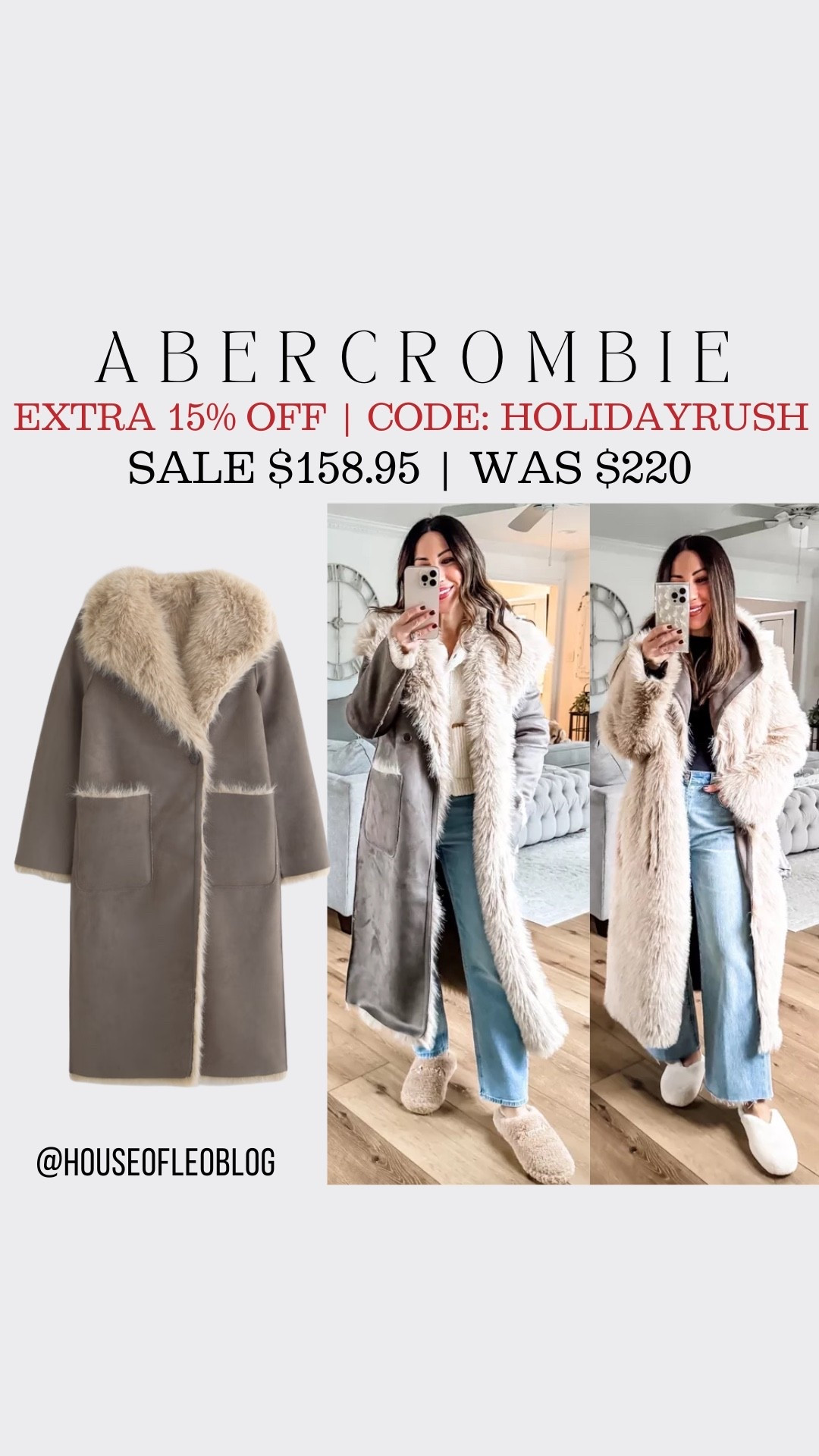 Abercrombie code: HOLIDAYRUSH. Wearing small winter coat, suede coat, faux fur coat, statement coat


#LTKGiftGuide #LTKOver40 #LTKSaleAlert