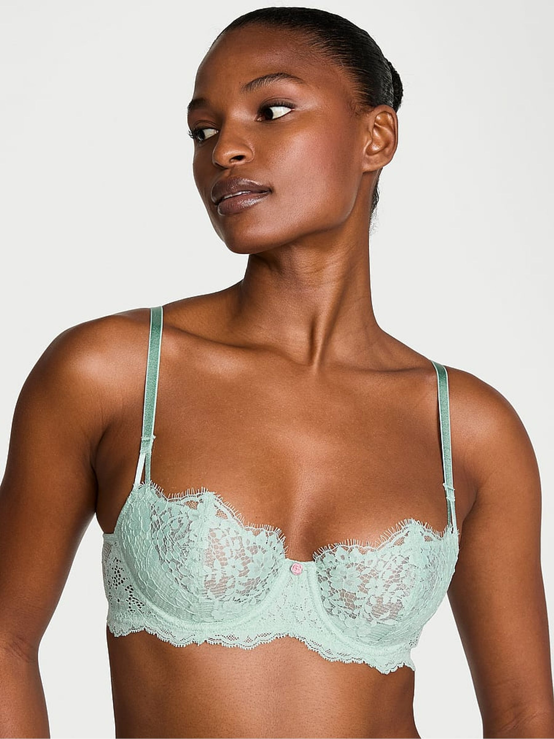 Silent Green Unlined Balcony Lace Bra | Victoria's Secret UK | Victoria's Secret UK