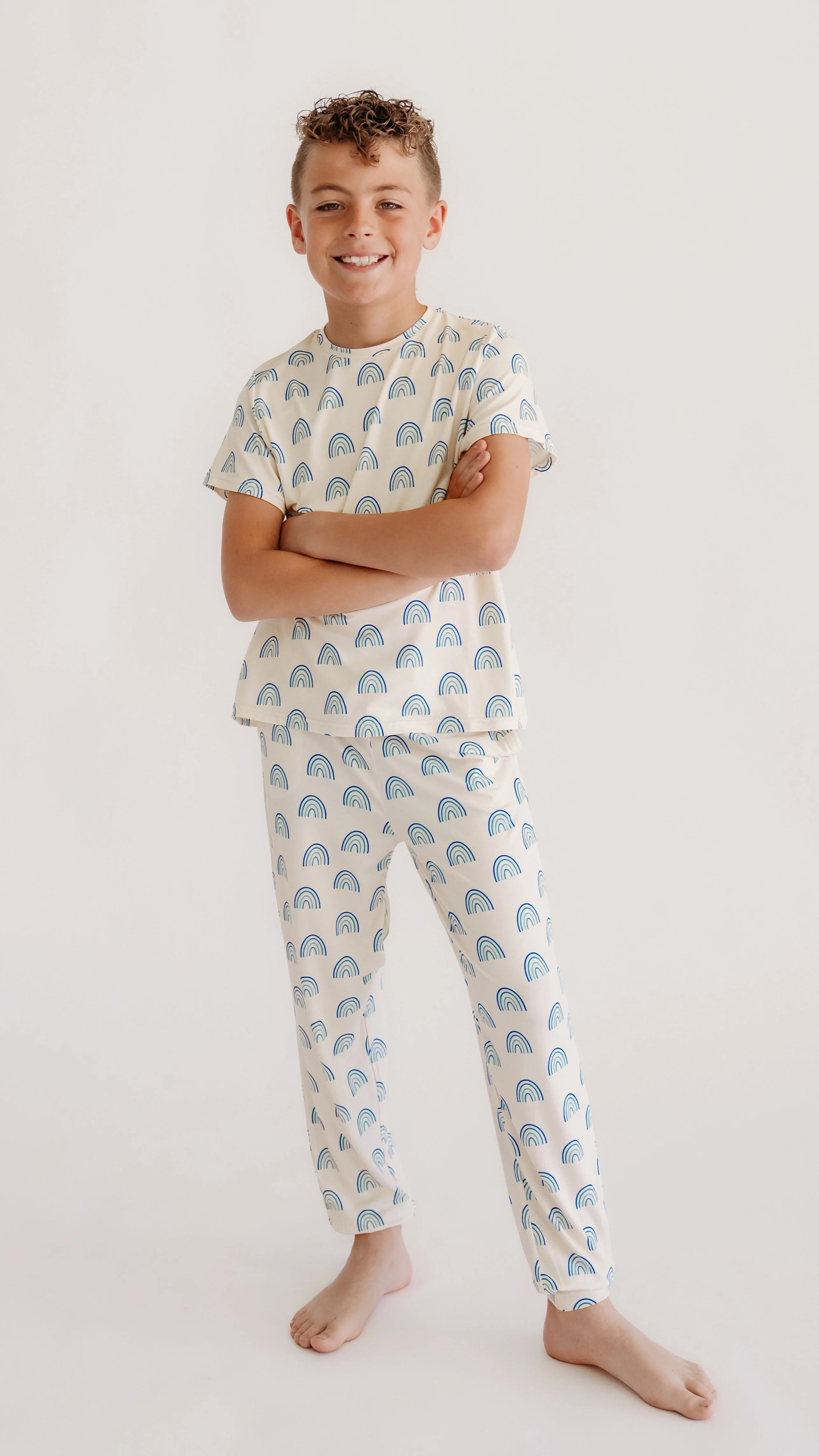 Youth Jogger Set In Blue Rainbows | Silks Design