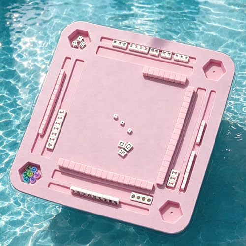 TheClouds Floating Mahjong Table for Pool, 31.5" x 31.5" Waterproof Mahjong Table, Floating Mahjong Board & Game Tray for Hot Tub, Outdoor Party, Card Games, Poker & Scrabble, Pink | Amazon (US)