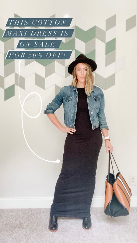 This cute boohoo black maxi dress with a scoop neck can be dressed up or down and is still 50% off! Dresses for tall women | Black Dress | Black maxi dress | Tall women dresses | cropped denim jacket | black fedora | haute shore bag | Apple Watch #boohoodress #tallwomenfashion #tallgirlfashion #tallsizes #boohootall 

#LTKSeasonal #LTKsalealert #LTKHoliday