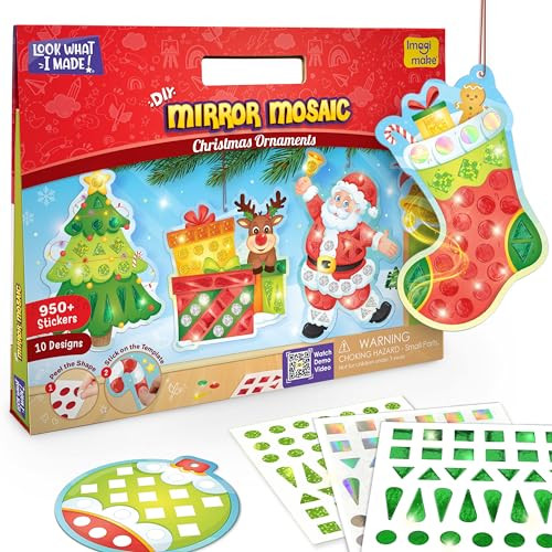 Imagimake Mirror Mosaic Christmas Kids Art Set | DIY Craft Kit | Foil Stickers for Kids | Birthday Gift for Girls and Boys Ages 3,4,5,6,7,8 | Christmas Toys for Girls Age 4,5,6,7,8 | Amazon (US)
