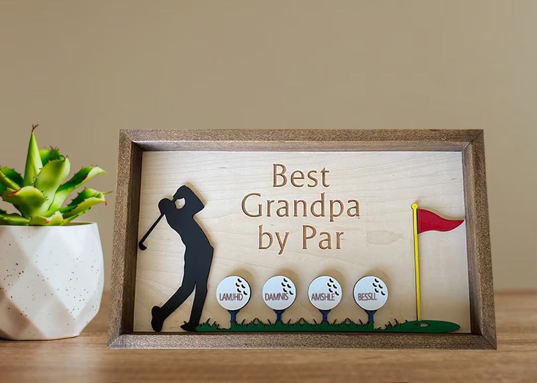 Best Dad by Par Sign -Wooden Golf Sign -Fathers Day Gift -Personalized Plaque for Grandpa -Custom... | Etsy (US)