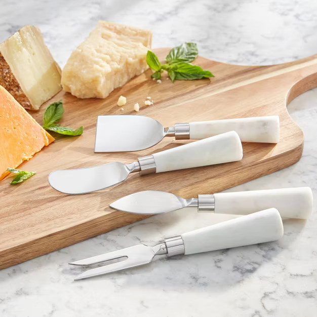 Set of 4 Cheese Knives Marble White - Threshold™ | Target