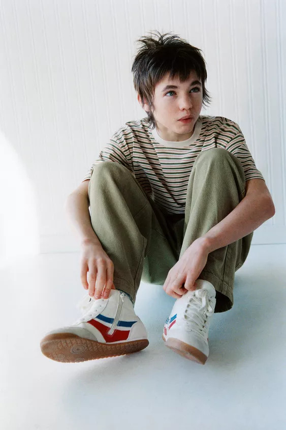 STRIPED T-SHIRT WITH EMBROIDERED SLOGAN | Zara UK