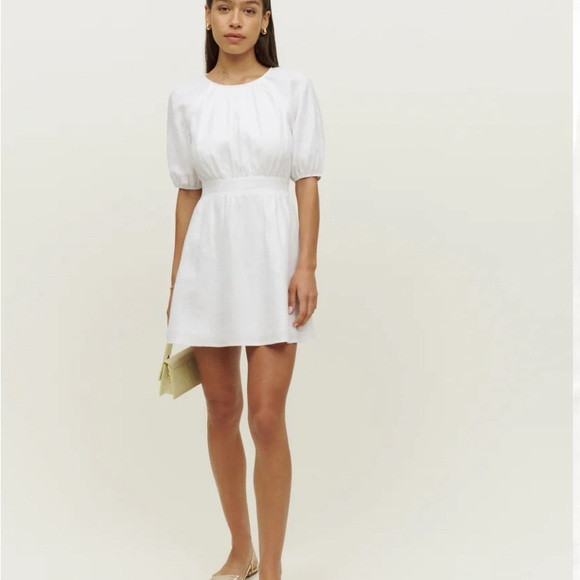 Reformation Irwin Linen Mini Dress- White- Size 8 | Poshmark