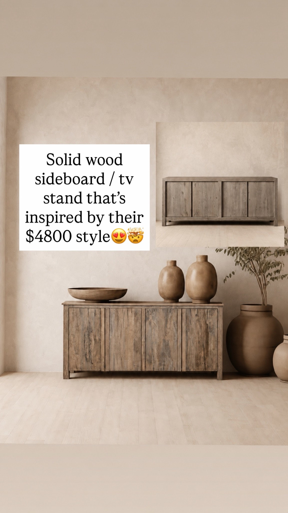 Solid wood
sideboard / tv stand that’s inspired by their
$4800 style😍🤯