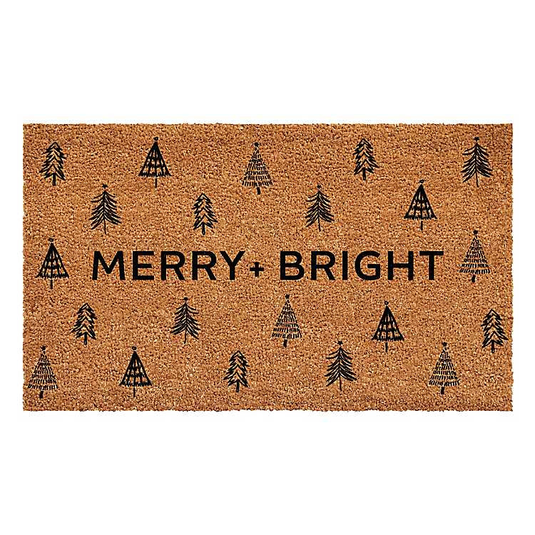 Christmas Tree Merry + Bright Coir Doormat | Kirklands