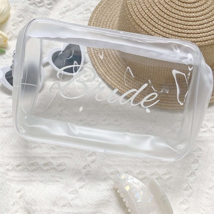 Wedding Decor Pvc Transparent Cosmetic Bag Bride Portable Storage Bag, Bridesmaid Gift, Perfect F... | SHEIN