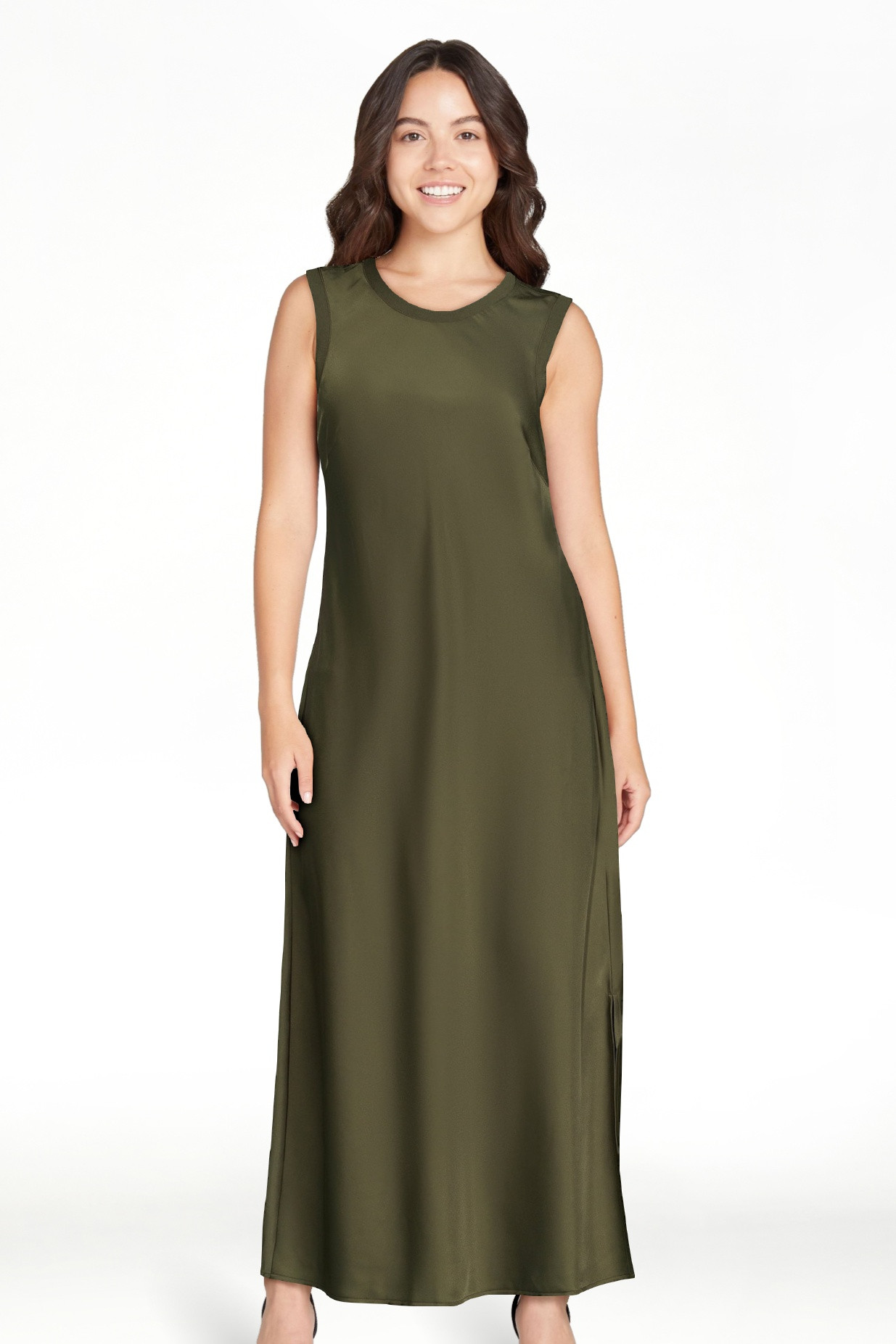 Scoop Women's Sleeveless Satin Midi Tank Dress, Sizes XS-XXL | Walmart (US)
