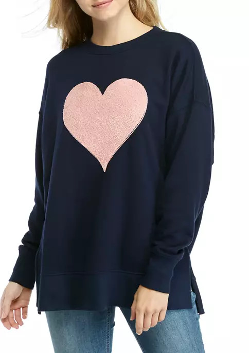 Long Sleeve Heart Sweeper Top | Belk