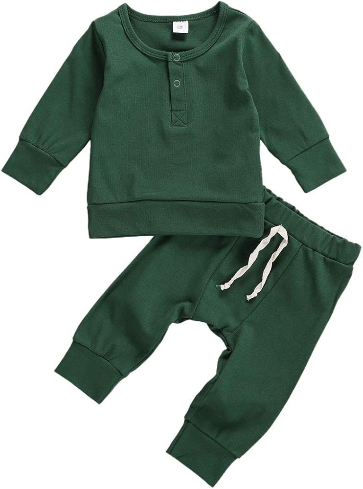 Kids Toddler Baby Girl Fall Winter Clothes Waffle Knit Long Sleeve Pullover Sweatshirt Top and Pa... | Amazon (US)