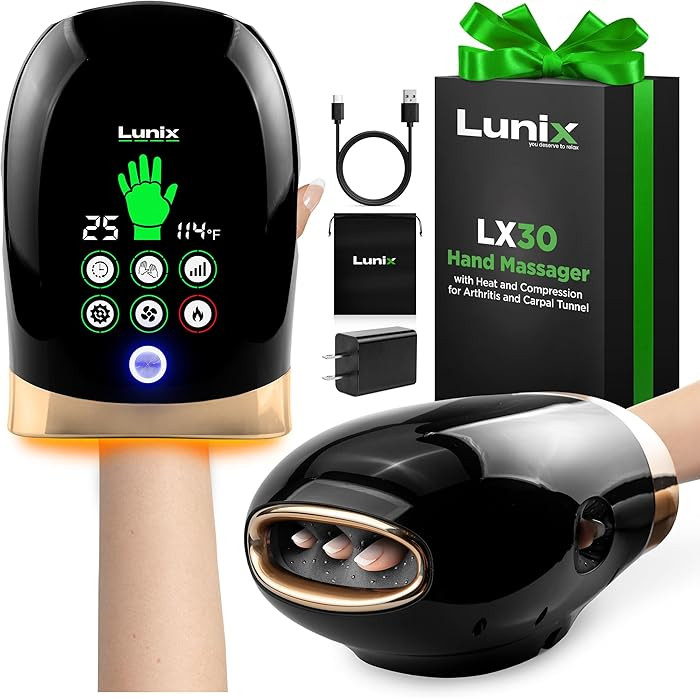 Lunix LX30 Cordless Electric Hand Massager with Kneading, Heat, Cold & Compression – Shiatsu Ma... | Amazon (US)