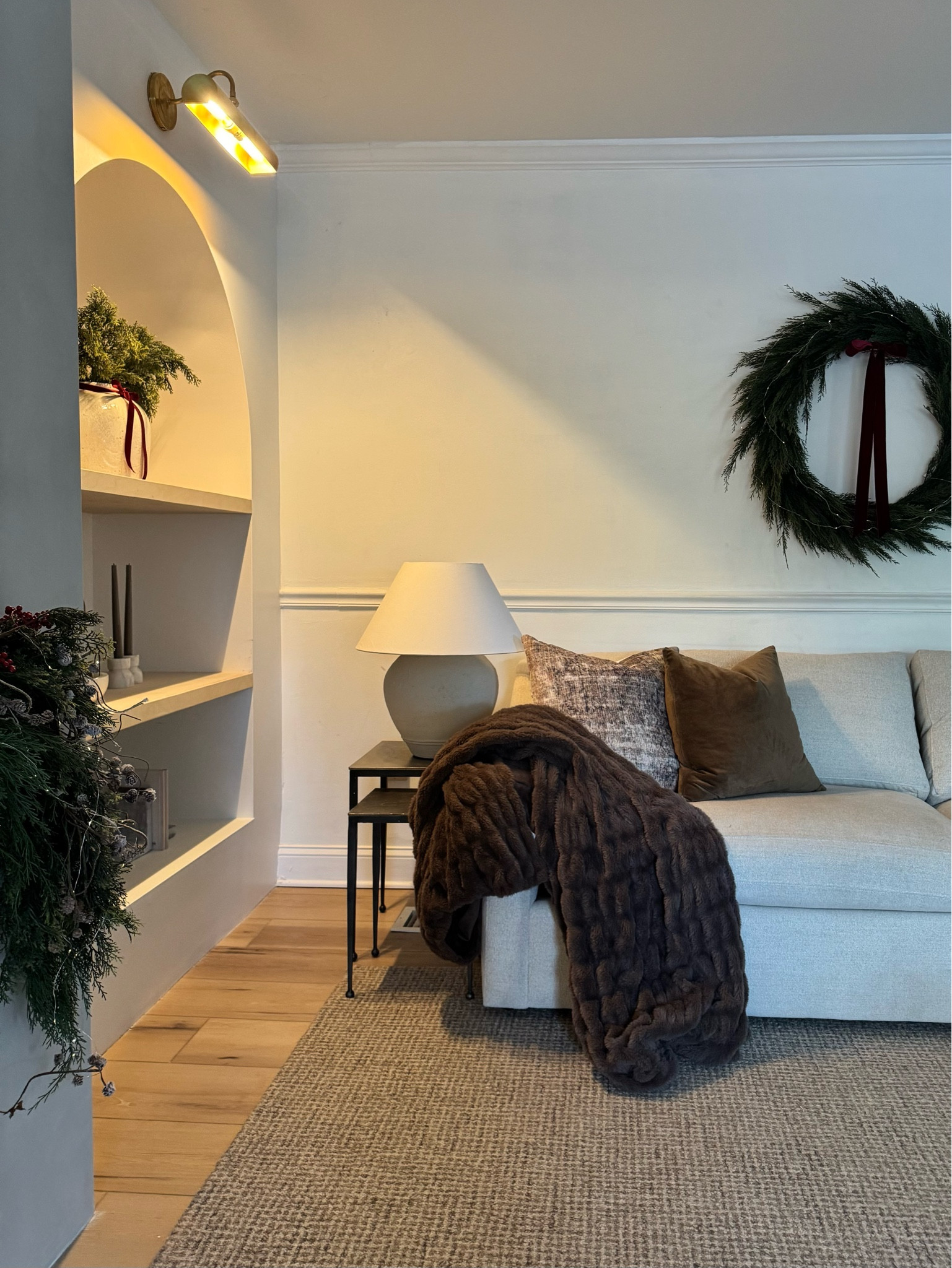 Cozy Christmas corner! Love my new wreath  

#LTKHoliday #LTKSeasonal #LTKHome