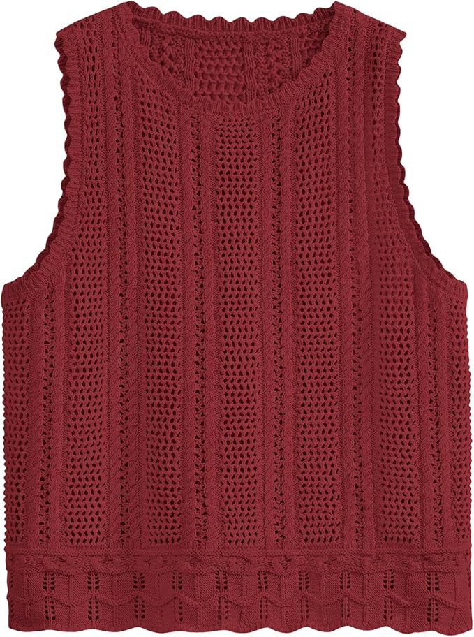 KIRUNDO Crochet Tops for Women Summer Sweater Tank Top | Amazon (US)
