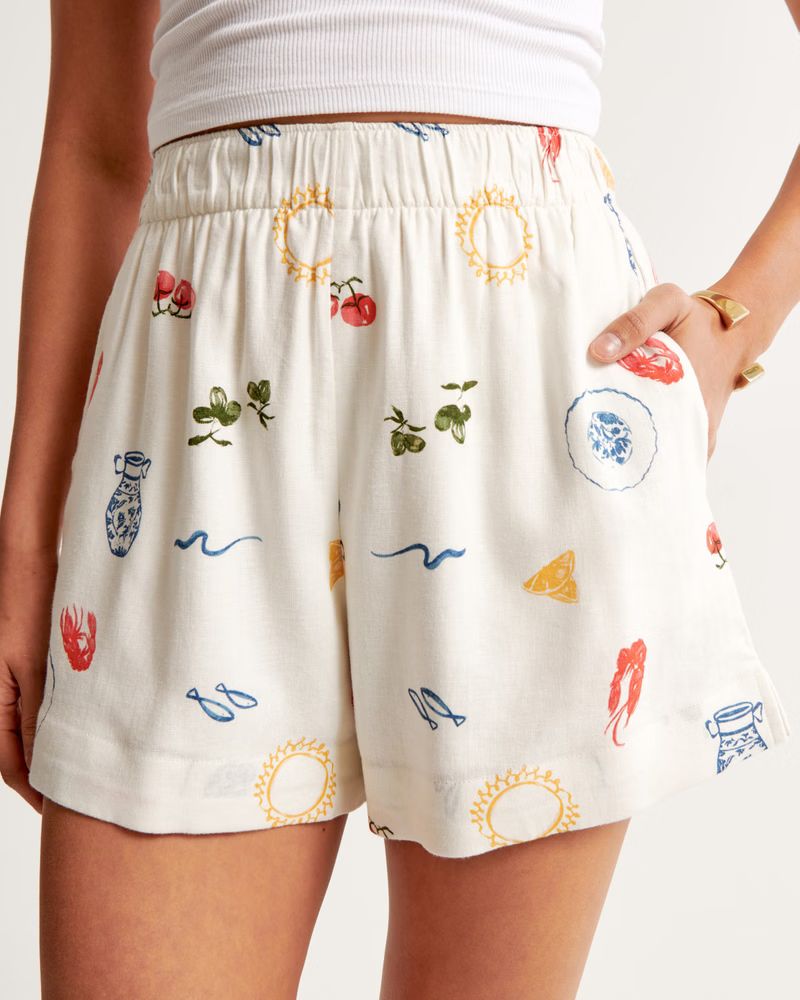 Women's Linen-Blend Pull-On Short | Women's New Arrivals | Abercrombie.com | Abercrombie & Fitch (US)